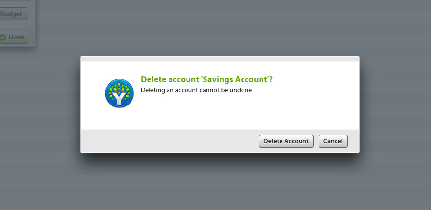 Account deletion warning